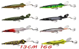 8pcs lot 8 Colors Mixed 13cm 16g Popper Plastic Hard Baits Lures Fishing Hooks 6 Blood Slot Hook Fishhooks Pesca Fishing Tackle1470893