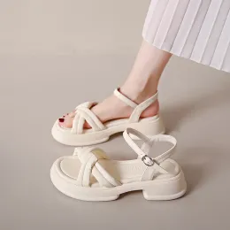Sandali 2023 Nuova piattaforma nera sandali si adattano femmine beige tacchi estivi scarpe trasparenti da donna allmatch med espadrilles nude block