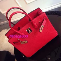 Women Tote Handbag L Cow Leather Lychee Pattern One Shoulder Handbag Big Bag Wedding Bag Big Red Brides Bag