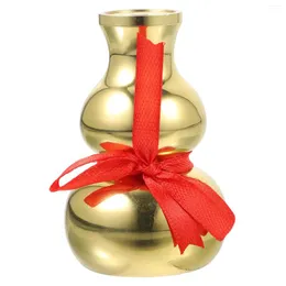 Vaser mässing feng shui koppar mynt vas bröllop dekor guld knopp trasa cucurbit liten