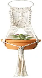 Cabide de planta macrame feito à mão, suporte de parede para plantador, corda de algodão, decoração boho para casa, 40 polegadas, suporte para vaso de flores 4846200