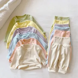 Baby barn pyjamas sätter långärmad pijamas topspants 2st bomull pojkar sömnkläder kostym höstflickor barn kläder 240313