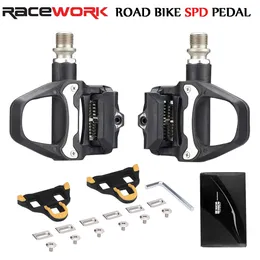 Racework Road Bike Pedal Nylon Bicycle Locking Pedals Cycling Bearing Cleats Clipless Pedal för SPD SL System med låsplatta 240308