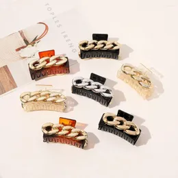 Metal Chain Hollow Hair Claw For Women Girl Clip Korea Simple Geometric Square Bath Barrette Accessories Headwear