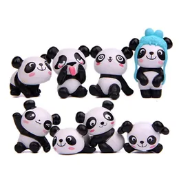 8pcs/lot Kawaii Resin Panda Kids Happy Birthday Party Supplies Home DIY Decoration Room Table Garden Decor Photo Props 5.8cm