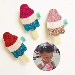 Hair Accessories Glitter Felt PU Leather Barrettes 20pcs/lot Synthetic Clips Girls Sale Icecream Hairpins