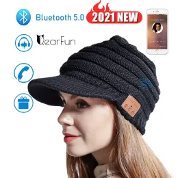 Headphones 2021 Wireless Headphone With Microphone Knit Earphone Winter Warm Music Bluetooth Hat Headsets For Outdoor Sport Bicycle Travel