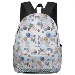 Ryggsäck Sea Shells Starfish Scales Student School Bags Laptop Custom för män Kvinnliga resor Mochila