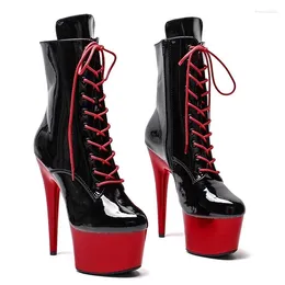 Dance Shoes LAIJIANJINXIA 17CM/7Inch PU Upper Women's Platform Party High Heels Modern Ankle Boots Pole 012