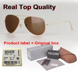 Marca de alta qualidade designer piloto óculos de sol homens mulheres 5862mm armação de metal uv400 lente de vidro gradiente com caixa de varejo e etiqueta2389979