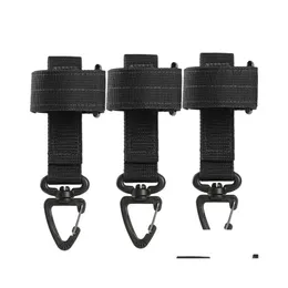 Gadżety zewnętrzne 3pcs breloyain taktyczny sprzęt klipu korespondować pasek Edc Molle Wouting Rękawiczki Rope Hook wojskowy 1862603 Drop Deli otbtr