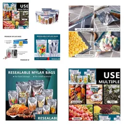 Sacchetti da imballaggio Plastica Sier-Clear all'ingrosso per la conservazione degli alimenti Borsa richiudibile in Mylar trasparente Stand Up Pouchs Grande prova di odore Piccola goccia De Dhcr3