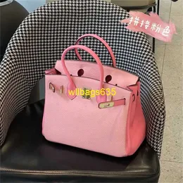 Tote Bags Genuine Leather Bk Habdbags New Sakura Pink Light Pink Litchi Pattern Head Layer Cowhide Platinum Bag One Shoulder Crossbody Bag have logo HB4JBL