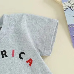 Kläder sätter 2st småbarn baby pojke sommarkläder kort ärm Amerika tshirt toppar stjärnorna och ränderna shorts sätter spädbarn 4 juli