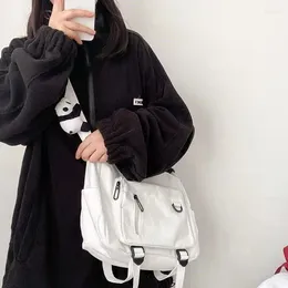 Bag tuval dişi omuz basit düz renk unisex okul çantaları moda gündelik bayanlar kadınlar için vahşi haberci tote çanta