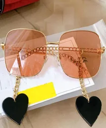 Womens Sunglasses G 0724 fashion classic rounded square metal frame chain temple with the latest heartshaped fivepointed star lo9823837