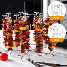 Tools Air Fryer Skewer Stand Stainless Steel Vertical Skewers Holder With Accessories For Grilling Home Kitchen Kabobs