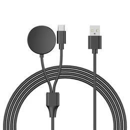 2 I 1 Trådlös USB -laddningskabel laddningsbrygga för Samsung Galaxy Smart Watch 6 5 Pro 4 3 Active 2 Active 1 USB Type C Charging Cable PD Fast Charge Dock Stand Stand