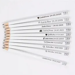 20/40 Personalized Engraved Wooden Pencils Customized School Decor Pen With Eraser Wedding Gift Favors Baby Shower Party 19CM 240305
