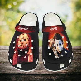 Sandali 2024 Scara Killer Movie Clogs Halloween Michael Myers Regalo personalizzato Slifori per buche femminili Sneaker