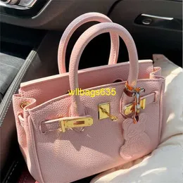 Tote Bags Genuine Leather Bk Habdbags Mz Houge Cherry Blossom Pink Small Platinum Bag Premium Feel Bag Womens 2024 New Springsummer Handbag Cr have logo HBR3PD