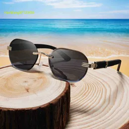 Novas marcas de moda de luxo designer de madeira templo óculos de sol masculino sem aro lente tac tons polarizados óculos de sol para mulher