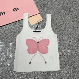 T-shirt Designer Womens Tanks Summer Y2K Sexy Sweet Embroidery Pressed Drill Girly Tops Sleeveless Ladies Knitted Tees