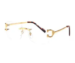 Wholenew moda mężczyźni optyczne szklanki ramy bez obręb złoty metalowy bawole okulary okulary przeciwsłoneczne okschiali Lentes Lunette de 4284796