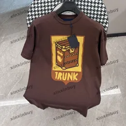 Xinxinbuy Men Designer Tee T Shirt 2024 Włochy Deep Brown Box Miłośnicy dzianiny bawełniane krótkie rękawy kobiety szare czarne białe czerwone xs-2xl