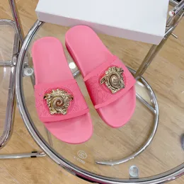 Medusa sans Männer Frau Woody Flat Mule Pantoffers Designer berühmte Damen Medusa Slides Sommer Schwarzweiß Beige Pink Fade Medusa Sandalen Lidies Büro 2271