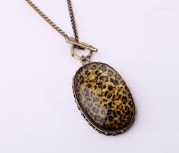 Pendant Necklaces Sweater Chain Leopard Print Geometric Big Necklace Women Accessories Vintage Wholesale