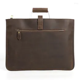 Shoulder Bags Nesitu Highend A4 Brown Vintage Thick Durable Genuine Crazy Horse Leather Office Men Briefcase Messenger Portfolio M6004
