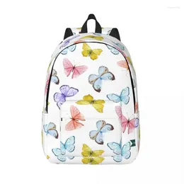 Förvaringsväskor fjärilsmönster ryggsäck för dagis grundskolestudent färgglada fjärilar bokväska pojke flicka barn dagsäck utomhus