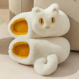 Slippers Cute Cat Plush Fur Slippers Shoes For Women Autumn Winter Slippers indoor Home Slippers Cotton Slippers Zapatos Mujer Hausschuhe