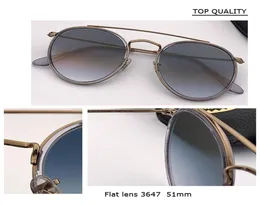 2021 Metal Steampunk double bridge FLASH Sunglasses Men Women Fashion Round 3647N Glasses Brand Design Vintage SunGlass TOP Qualit1077872