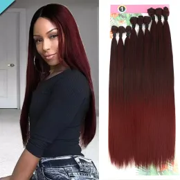 Weave Weave Synthetic Silky Straight Hair Bundles 9PCS/Set Long High Quality Heat Resistant Organic Fiber Weaving For Woman