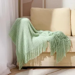 Filtar Nordic Tassel Knit Picknick Filt Super Soft Bohemia for Bed Soffa Cover Bed Post Solid Color Plaid Decor