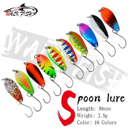 WALK FISH 10PCS Fishing Lure spoon 25g 30mm Sequins Baits Trout Bait Spoon Metal single hook Artificial 240313