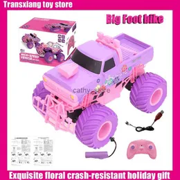 Electric/RC Car Pink RC Remote Control Car Electric Drive Off-Road Big Wheel High Speed ​​Mountain Truck Girl Toys for Childrens Holiday Giftl2403
