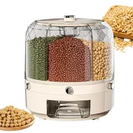 Storage Bottles Grain Container Rotating Round Dry Food Transparent Dispenser With 6 Compartments For Cutlery Racks