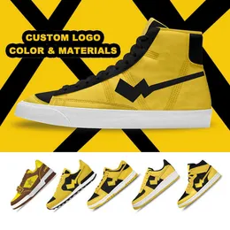 HBP Non-Brand Yellow Custom Private Label Blank Blazeres Mid Hightop Colorful Manufacturer Women Casual Men Shoe Canvas Sneaker With