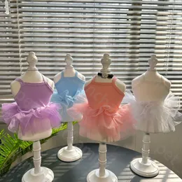 Ballet estilo cães deslizamento vestido de verão luxo vestidos para cães designer schnauzer francês balde gaze saia