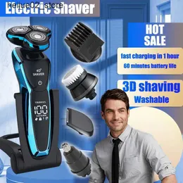 Electric Shavers Electric Shaver Professional Shaver Waterproof Beard Trimmer för män Catchers USB laddar våt torrt dubbelt syfte rakapparat Q240318