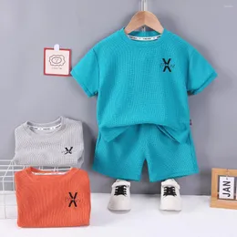 Conjuntos de roupas meninos roupas verão childres esportes camisetas shorts 2pcs fatos de treino para bebê 1 a 5 anos crianças algodão terno criança outfits