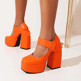 HBP Zapatos De Plataforma De Las Mujeres Laranja Sem Marca Sandália Sapatos Sexy Salto Plataforma Chunky para Mulheres