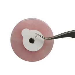 Pietra di giada rosa liscia rotonda naturale all'ingrosso per strumenti per l'estensione delle ciglia con supporto per colla per ciglia