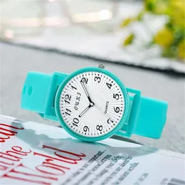 Orologi da polso Studente Quarzo Orologio digitale minimalista stile Ins per donna Quadrante rotondo alla moda in silicone multicolore