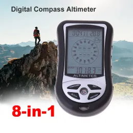 Compass 8 In 1 Handheld Compass Altimeter Barometer Locator Electronic Altimeters Thermometer Weather Forecast Time Digital Altimeter
