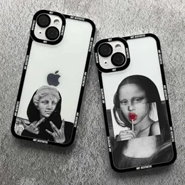 Custodie per cellulari Great Art Aesthetics David Mona Lisa Custodia per telefono trasparente adatta per iPhone 15 14 12 11 Pro Max Mini XS X XR SE 2020 7 8 Plus Cover morbida J240318