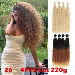 Плетение переплетения чудо афро извращенные вьющиеся волосы в кьючные волосы 4pcs/Pack 26 -дюймовый омбр -светлы
